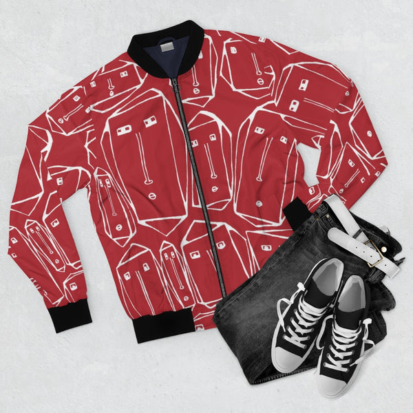 Art Bomber Jacket Red 'Faces'