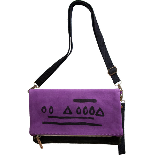 Purple 'Hazelnut' shoulder bag that converts into a crossbody bag, or a fanny pack, or a clutch - Devrim Studio