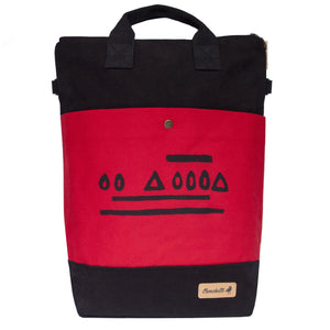 Black and red hazelnut convertible backpack crossbody tote bag-Devrim Studio