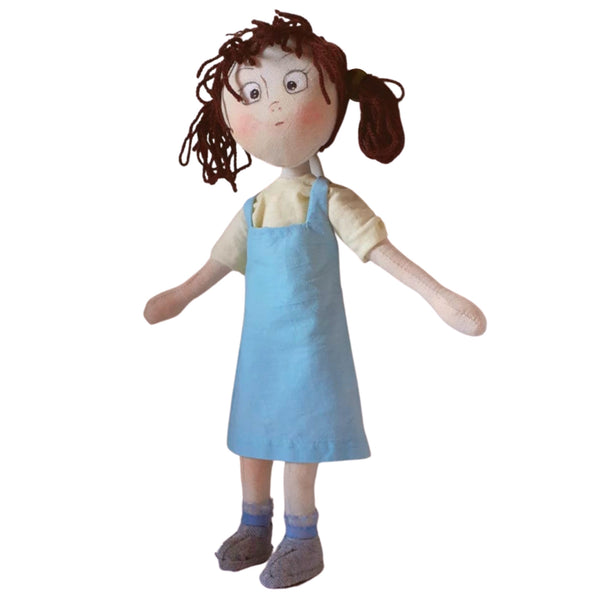 Personalized Waldorf style plush doll form a children's drawing handmade by Devrim Studio.