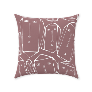 Accent Throw Pillow Marsala Pink 'Faces'