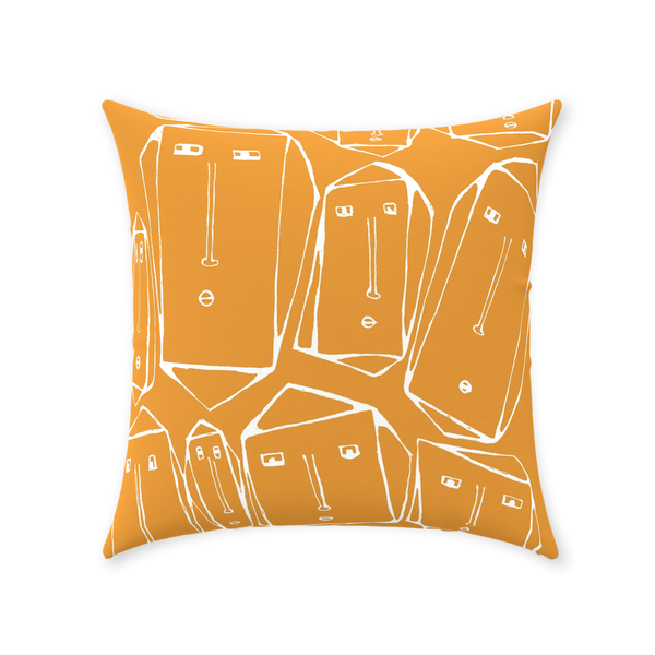 Accent Throw Pillow Yellow 'Faces'