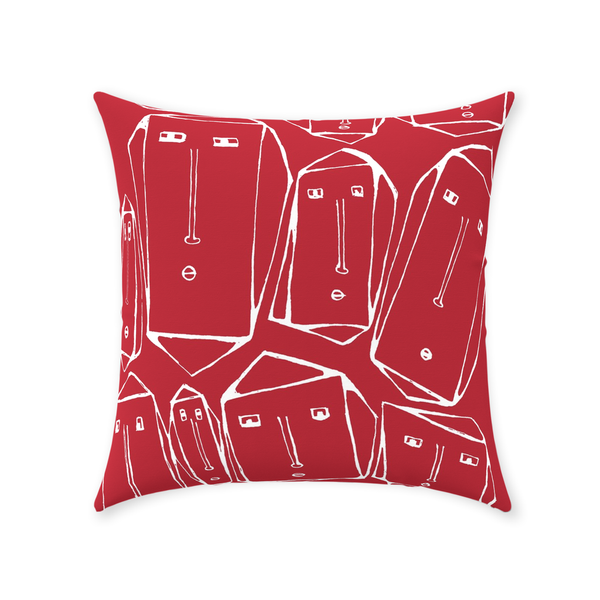 Accent Throw Pillow Red 'Faces'