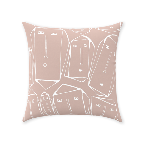 Accent Throw Pillow Cream Pink 'Faces'