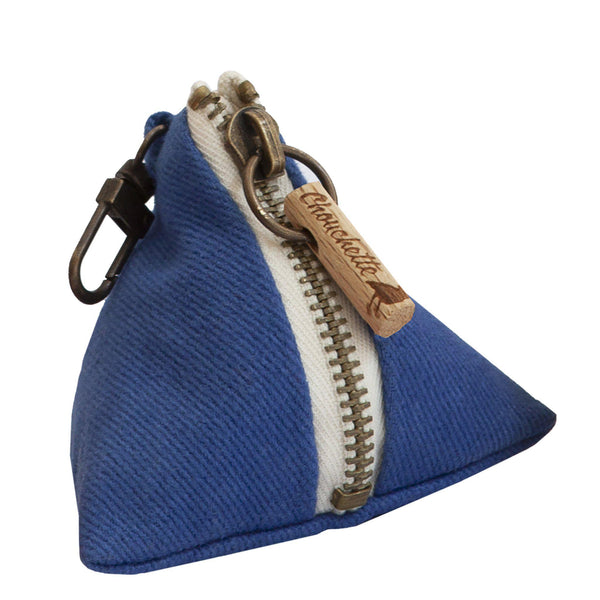 Navy blue coin purse with a snap hook - Devrim Studio