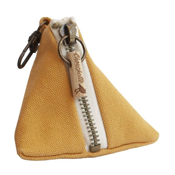 Yellow coin purse with a snap hook - Devrim Studio