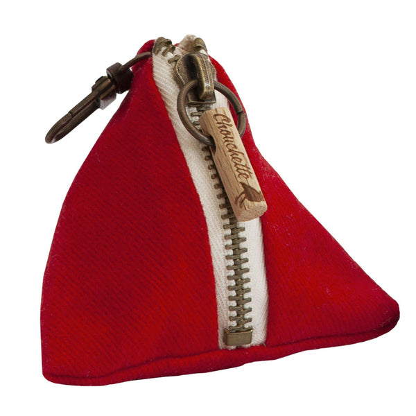 Red coin purse with a snap hook - Devrim Studio