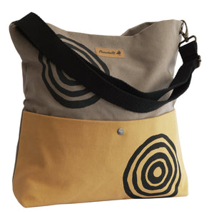 Beige and yellow 'Time' Shoulder Bag that converts into a crossbody bag - Devrim Studio
