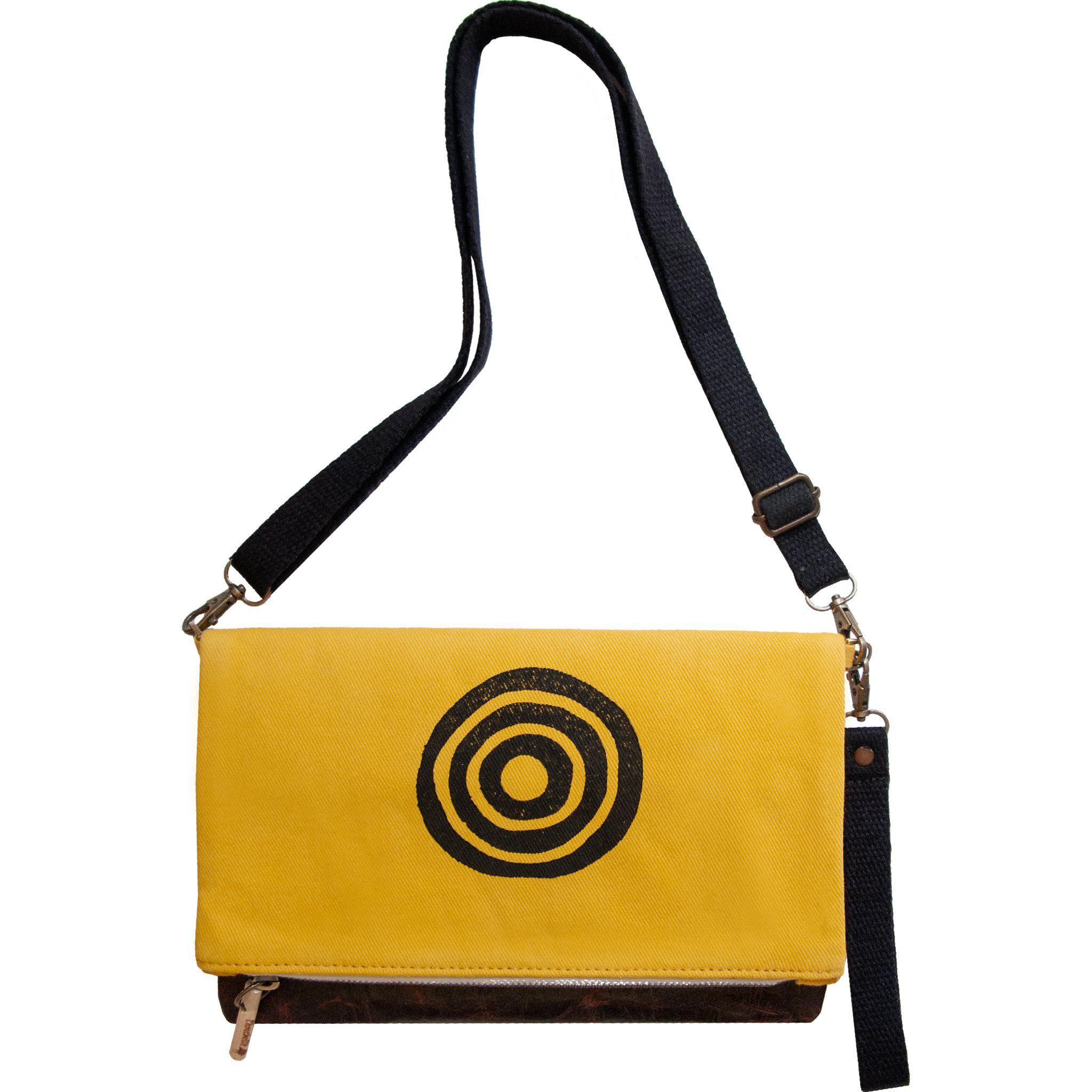 Yellow 'Time' shoulder bag that converts into a crossbody bag, or a fanny pack, or a clutch - Devrim Studio-Devrim Studio