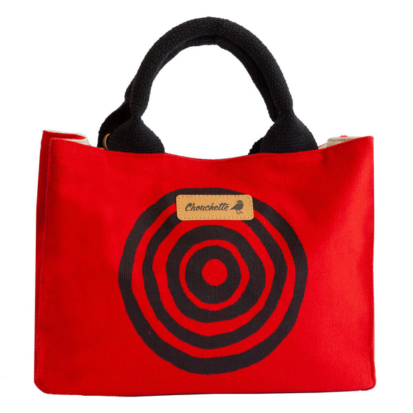 Red 'Time' Mini Tote Bag that converts into a shoulder bag or a crossbody bag - Devrim Studio