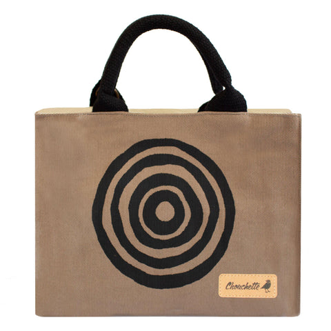Beige 'Time' Mini Tote Bag that converts into a shoulder bag or a crossbody bag - Devrim Studio