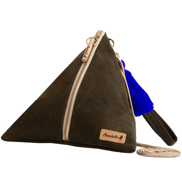 Triangular Waxed Canvas Handbag The Ursula Golden Chain Purse